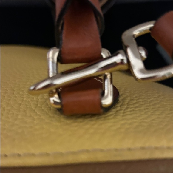 Dooney & Bourke Vibrant Yellow and Rich Brown Satchel - Picture 6 of 13